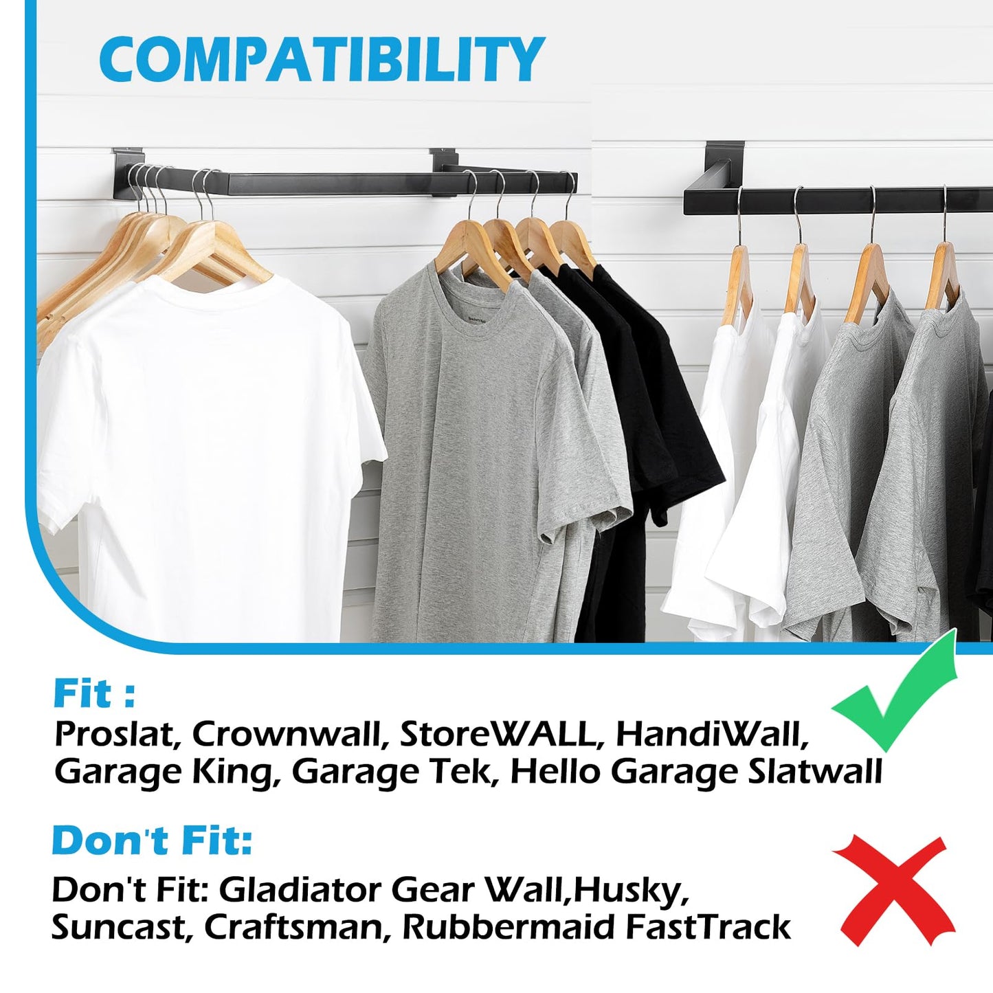 SINCHEEWAY Slatwall U-Shaped Rectangular Tubing Hangrail - 24"x12", Slatwall Accessories and Hangers for Retail Display and Home Garment Storage (4)