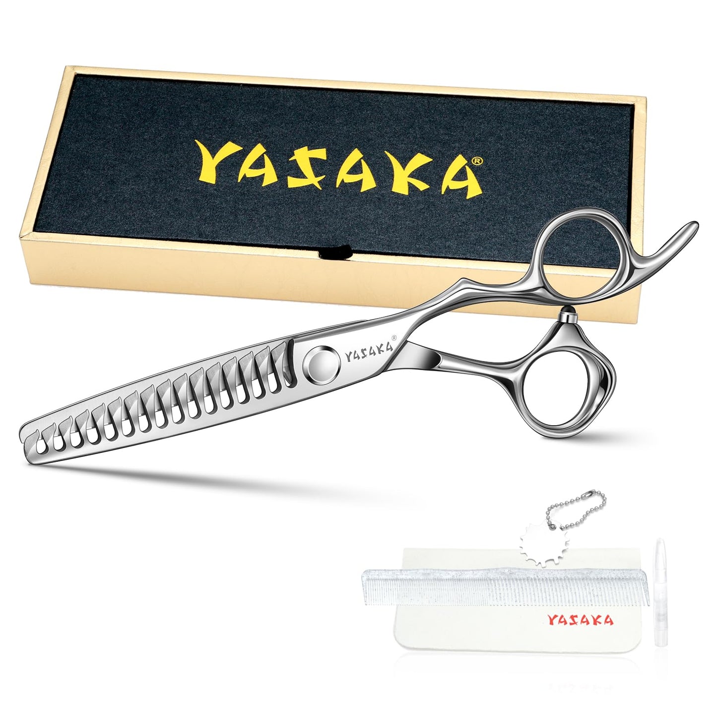 High-end Professional Hair Cutting 16 Teeth Thinning Scissors 6" with Extremely Sharp Convex Blades,Cobalt Alloy Steel barber hairdressing texturizing scissors For Men Women Salon& Home -Silver