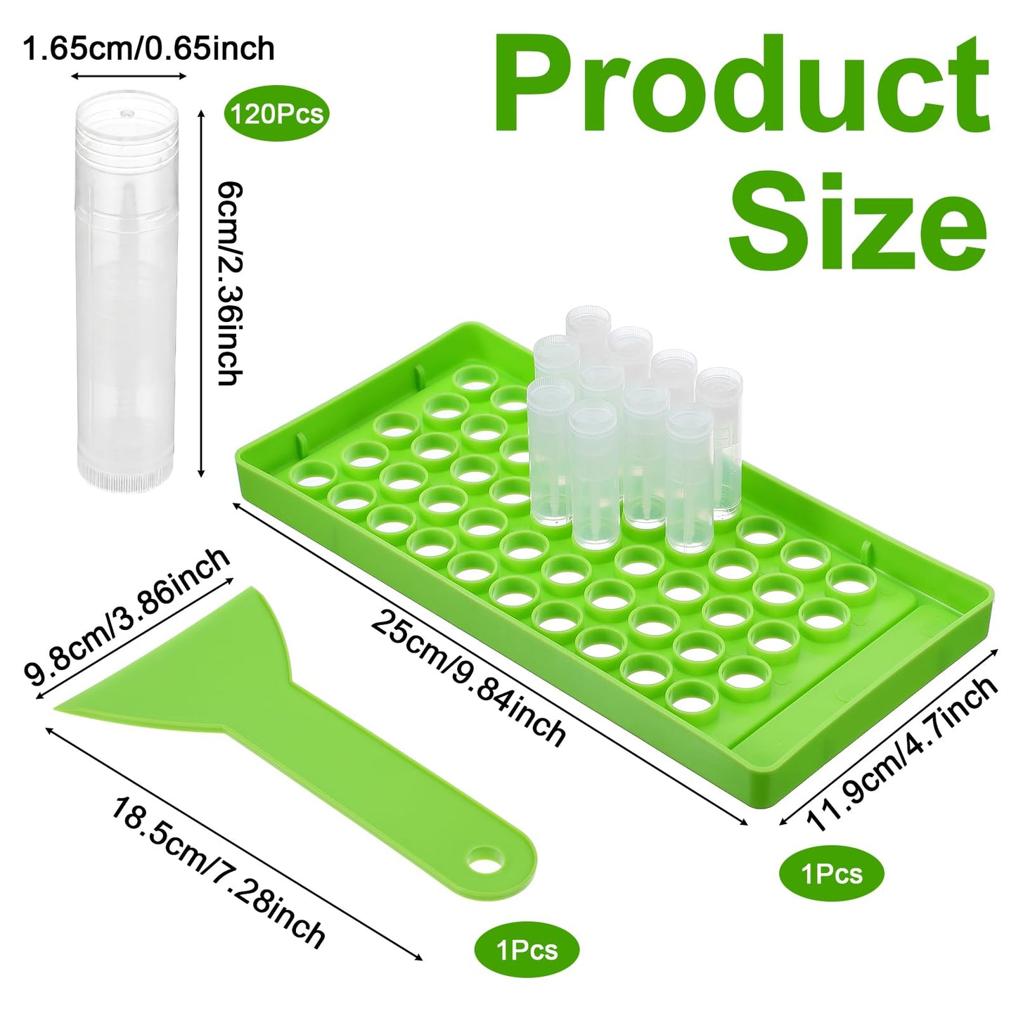 Giloaou 120Pcs Lip Balm Tubes with 50-Hole Filling Tray & Spatula, 5ml Empty Lipstick Tube Containers, BPA-Free DIY Kit for Homemade Cosmetics (Clear Tubes, Green Tray)
