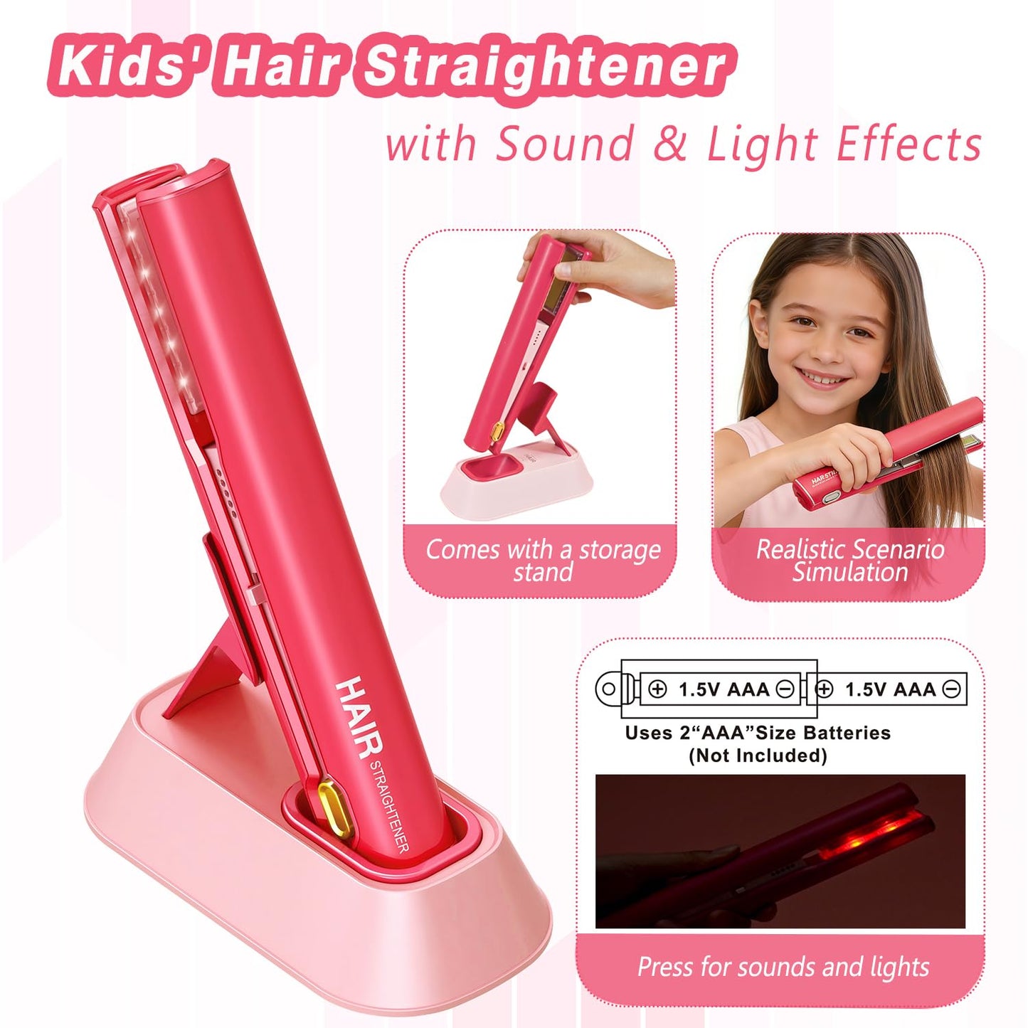 Hair Salon Toys for Girls 3-8,Pretend Hair Styling Set Barber Accessories Makeup Kit with Interactive Lights & Sounds,Educational Dress-Up Toy Vanities Birthday Gifts for Kids Ages 3,4,5,6,7,8