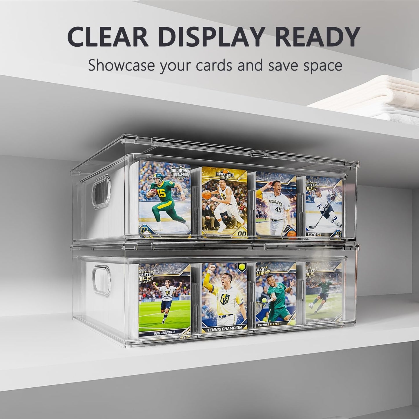 BluBrk Trading Card Storage Box - Clear Large Storage Organizer Holds 3200 Cards with Foam Inserts Blocks – Display Case for TCG, MTG & Sports Cards (1-Pack)
