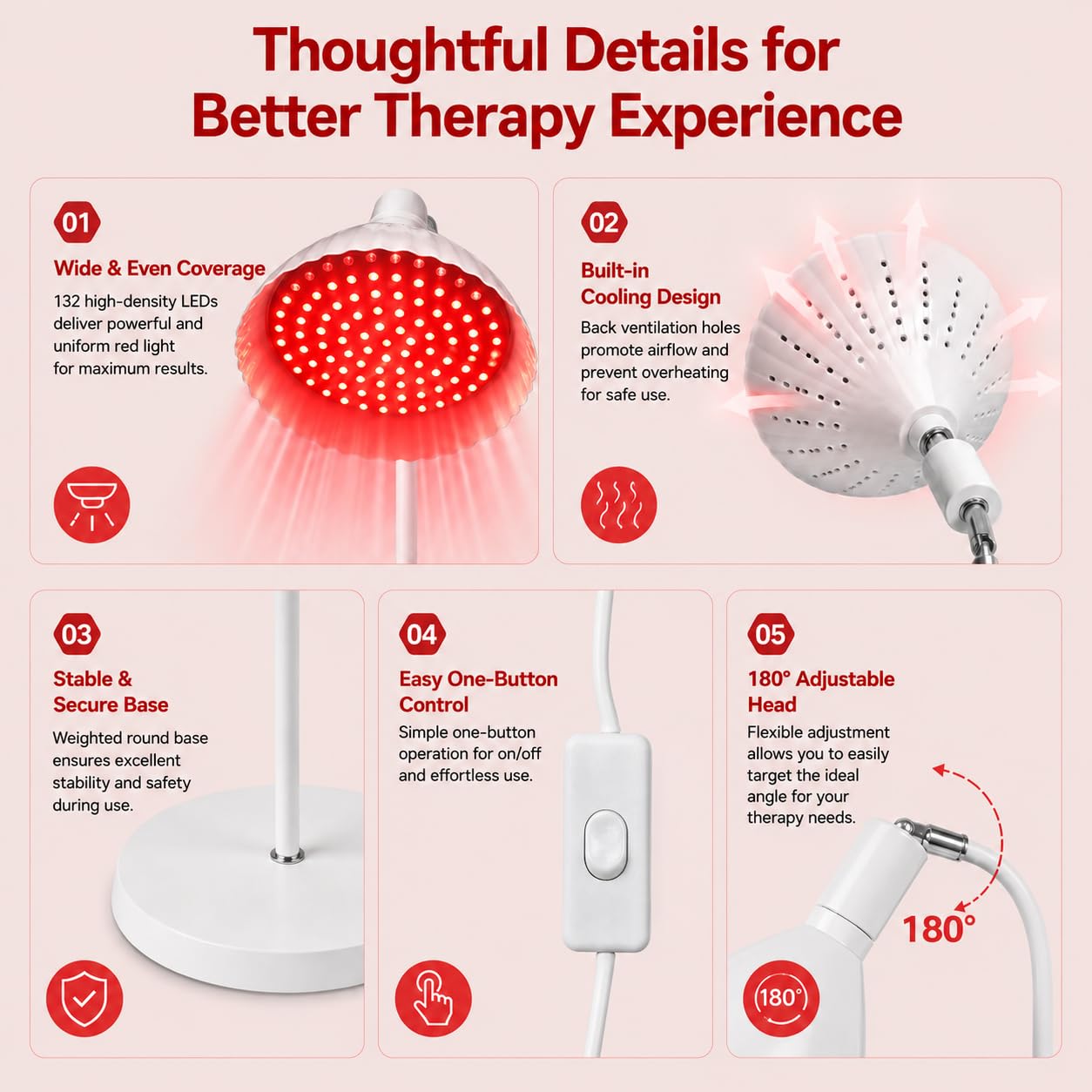Red Light Therapy for Body Face, FUIART Red Infrared Light Therapy Lamp with Adjustable Stand LED 660nm Red Light and 850nm Infrared Light Therapy Device Home Use