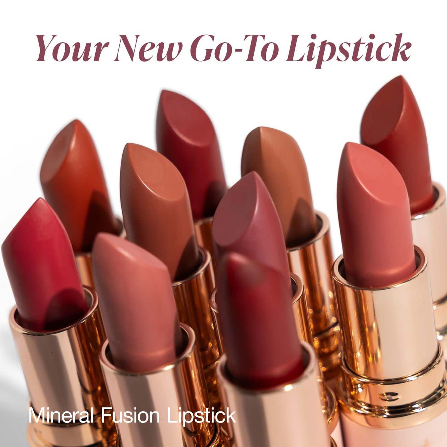 Mineral Fusion Long-Lasting Lipstick, Vivid & Smudge-Free Lip Color with Avocado Oil, Cocoa Seed Butter, Free of FD&C Dyes, Paraben and Gluten, Prosecco