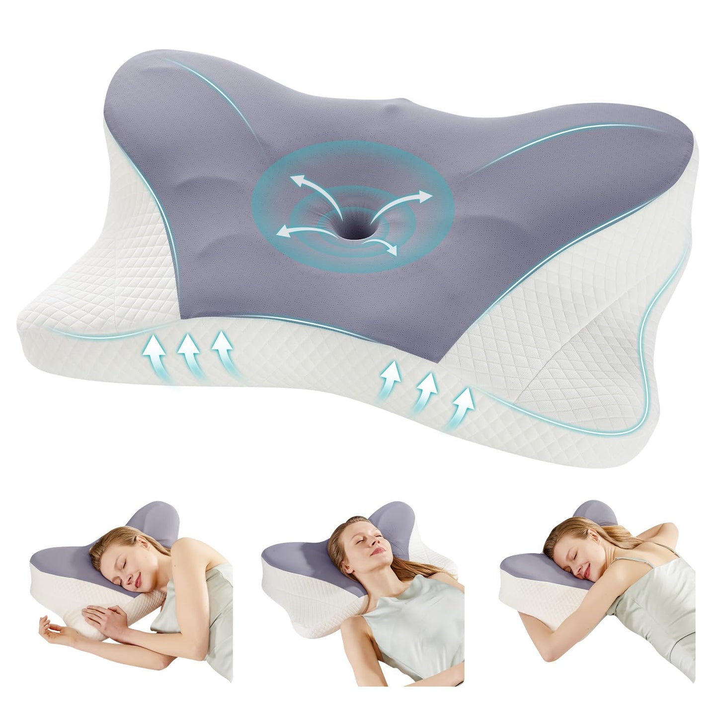 OLIXIS Cervical Neck Pillow for Pain Relief, Ergonomic Memory Foam Pillows for Sleeping, Cooling Side Sleeper Pillow for Neck Support, Contour Pillow Orthopedic Bed Pillow for Back Stomach Sleepers
