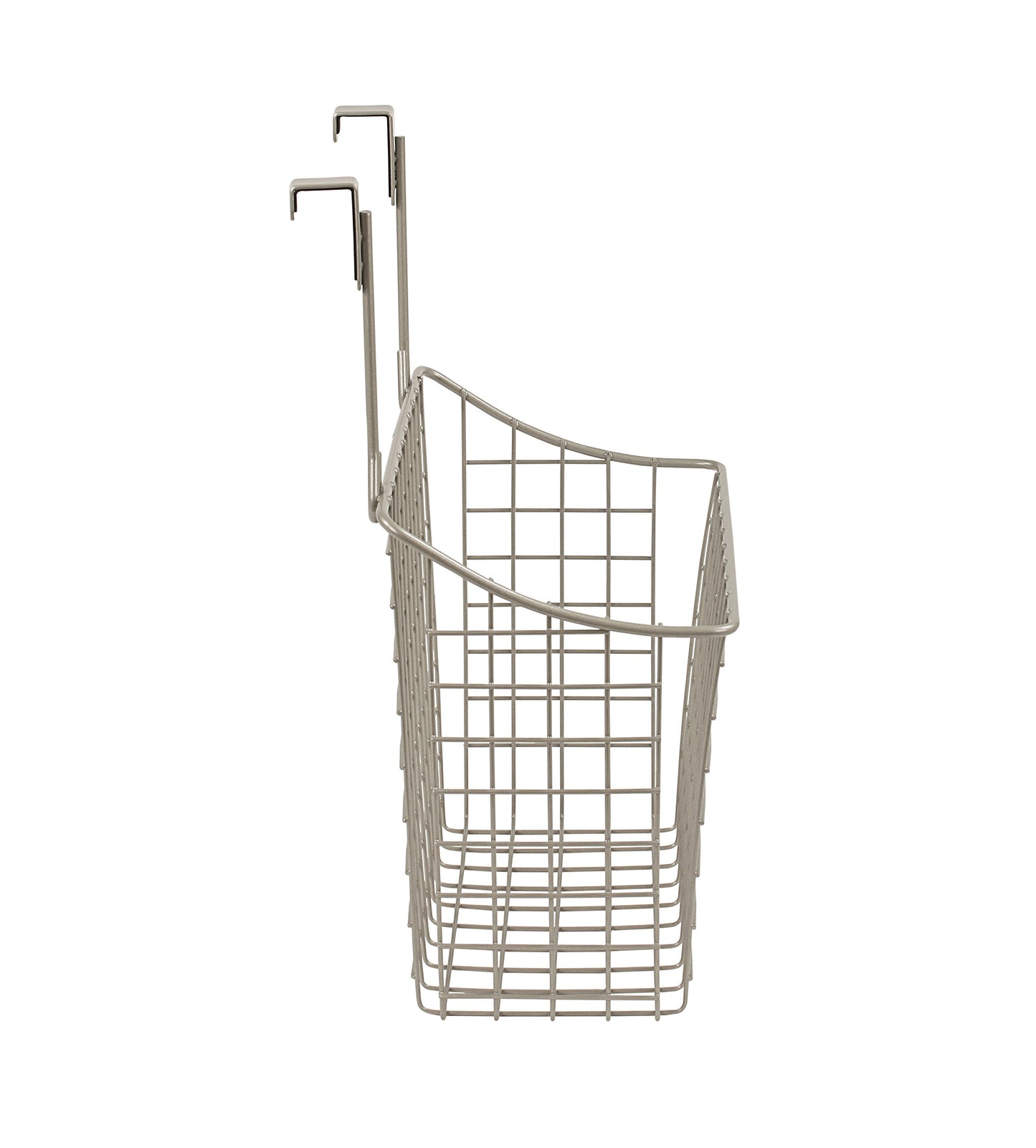 Spectrum Hanging Baskets for Organizing (Large, Satin Nickel) - Grid Over the Cabinet Wire Basket for Kitchen or Bathroom - Door Hanging Storage Organizer for Cleaning Supplies, Washcloths, & Towels
