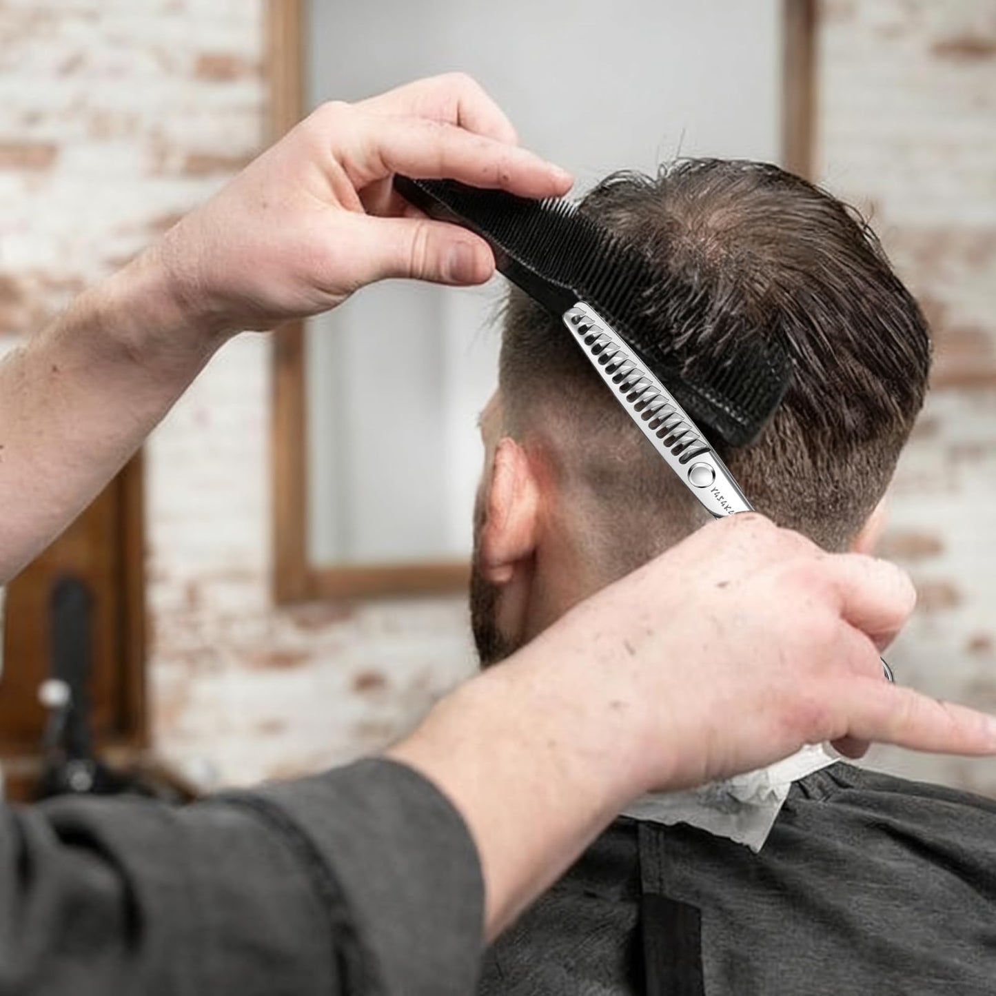 High-end Professional Hair Cutting 16 Teeth Thinning Scissors 6" with Extremely Sharp Convex Blades,Cobalt Alloy Steel barber hairdressing texturizing scissors For Men Women Salon& Home -Silver