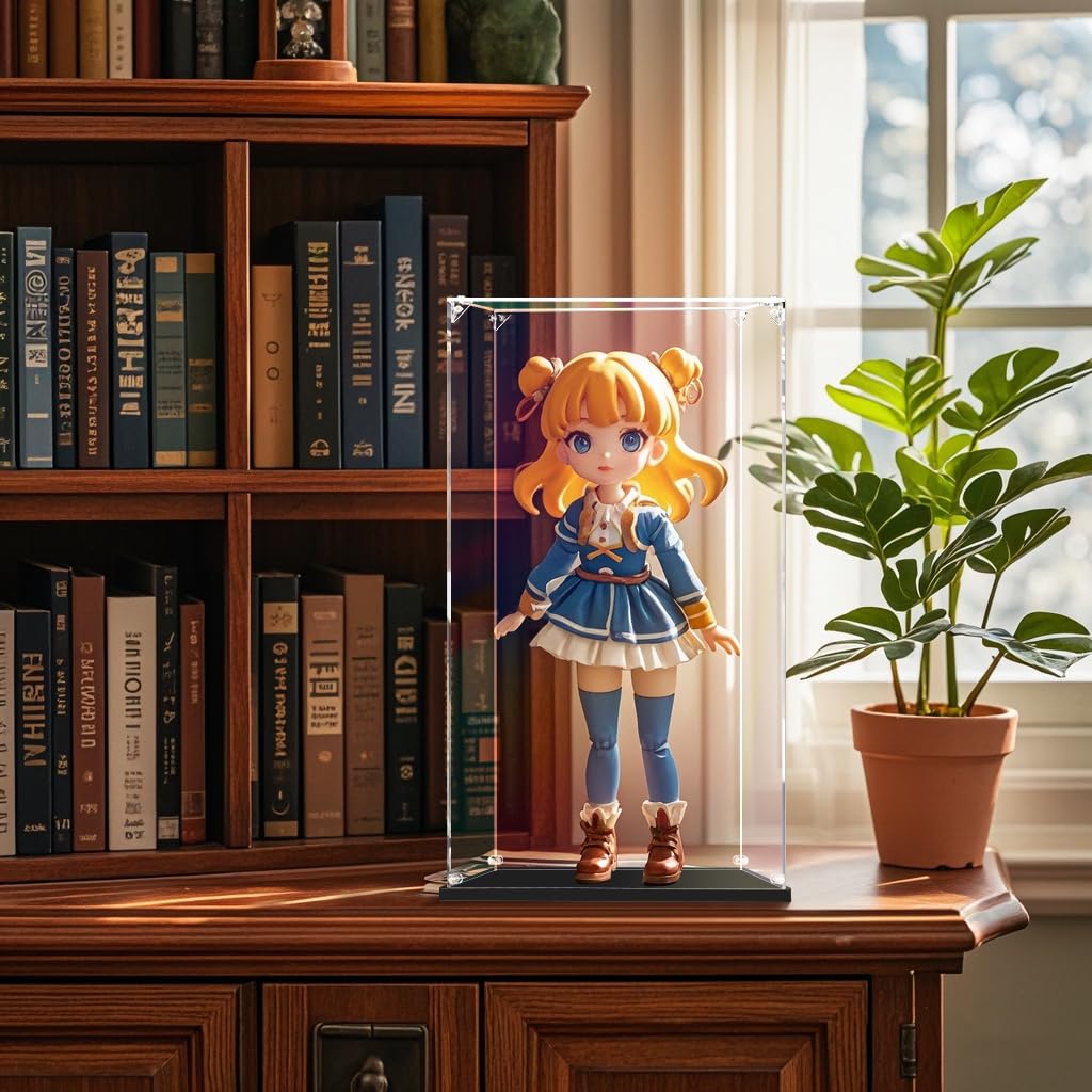 Clear Acrylic Display Case, Self-Assemble Showcase for Collectibles, Action Figures, Dolls- Alternative Glass Box for Commemorative Gifts (8x8x12inch, 22x22x32 cm)
