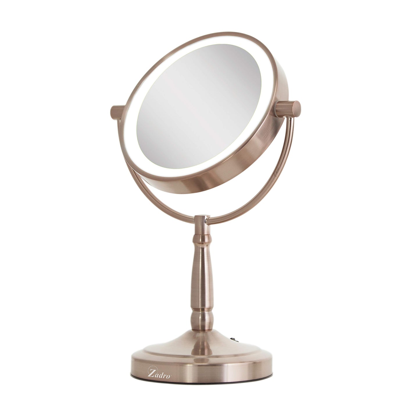 Zadro 9" Round LED Makeup Mirror with Lights and Magnification 5&10X/1X AA Battery Operated Swivel Lighted Makeup Mirror