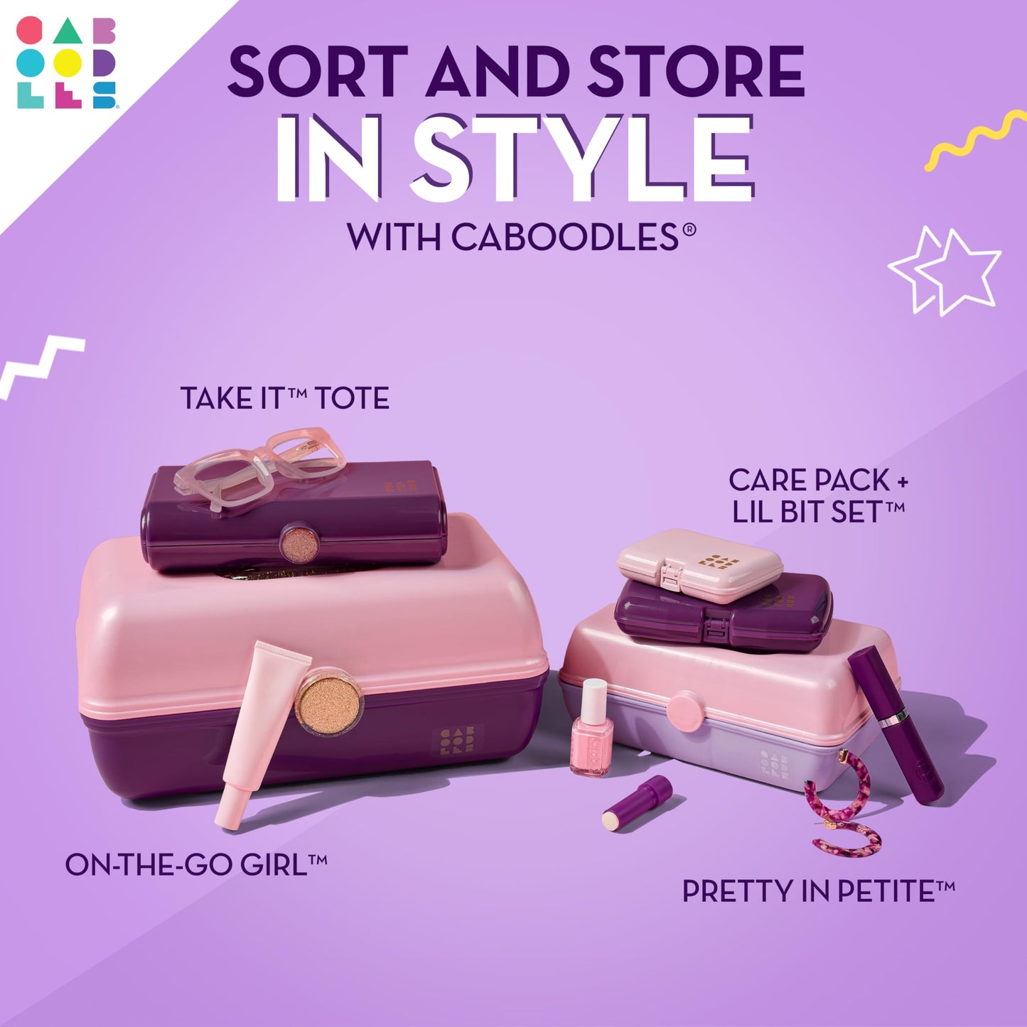 Caboodles Twilight Disco - On-The-go Girl Costmetic Organizer Make-up & Accessory Carry Case, Silver Shimmer