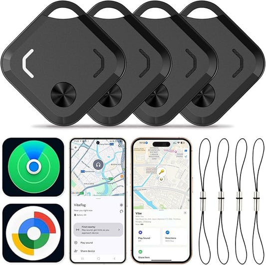 2025 New Android Air Tracker Tags-4 Pack for Both iOS & Android Phones, Dual System Bluetooth Tracker Compatible with Apple Find My (iOS) & Google Find Hub (Android) Device for Luggage, Keys, Backpack