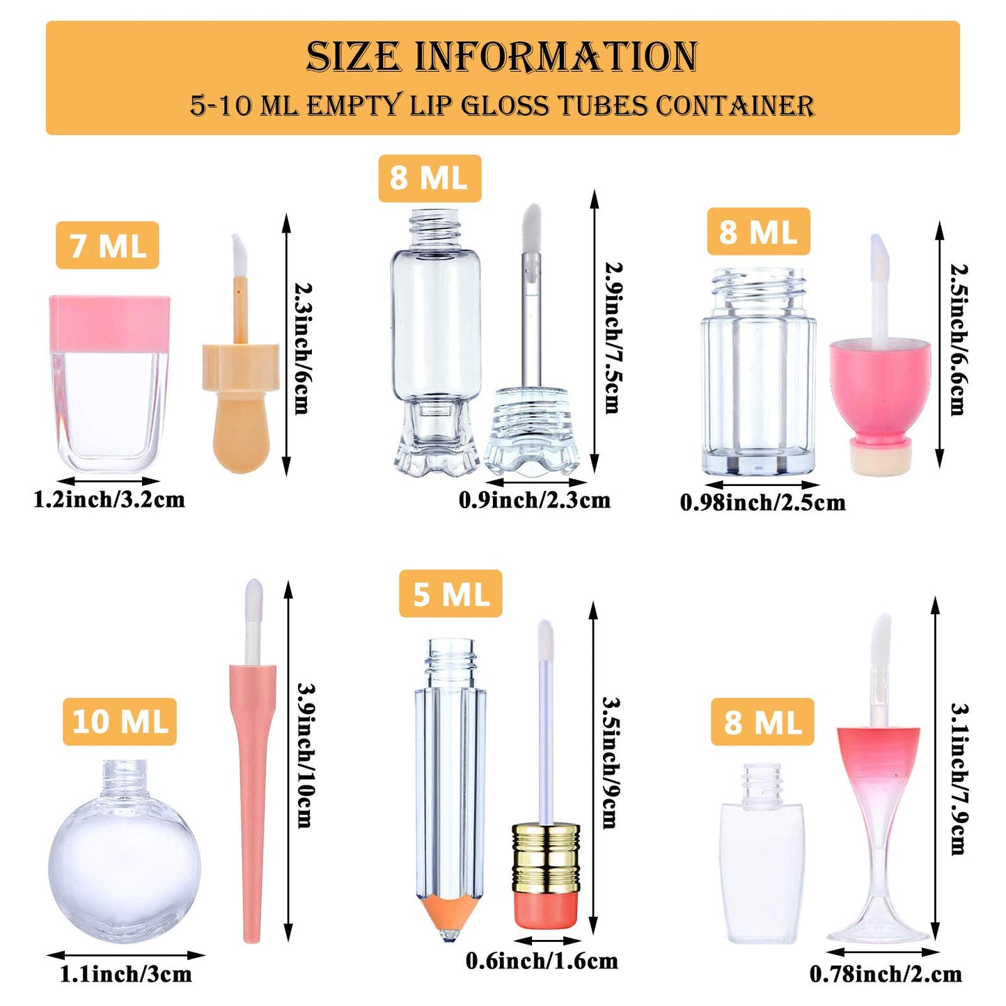 Vankcp 30 Pcs Cute Empty Lip Gloss Tubes, 6 Styles Lip Glaze Tubes Novelty Red Wine Glass Lip Oil Bottles Empty Lip,Refillable Lip Balm Containers for Women Girls DIY(5/8/10ML)