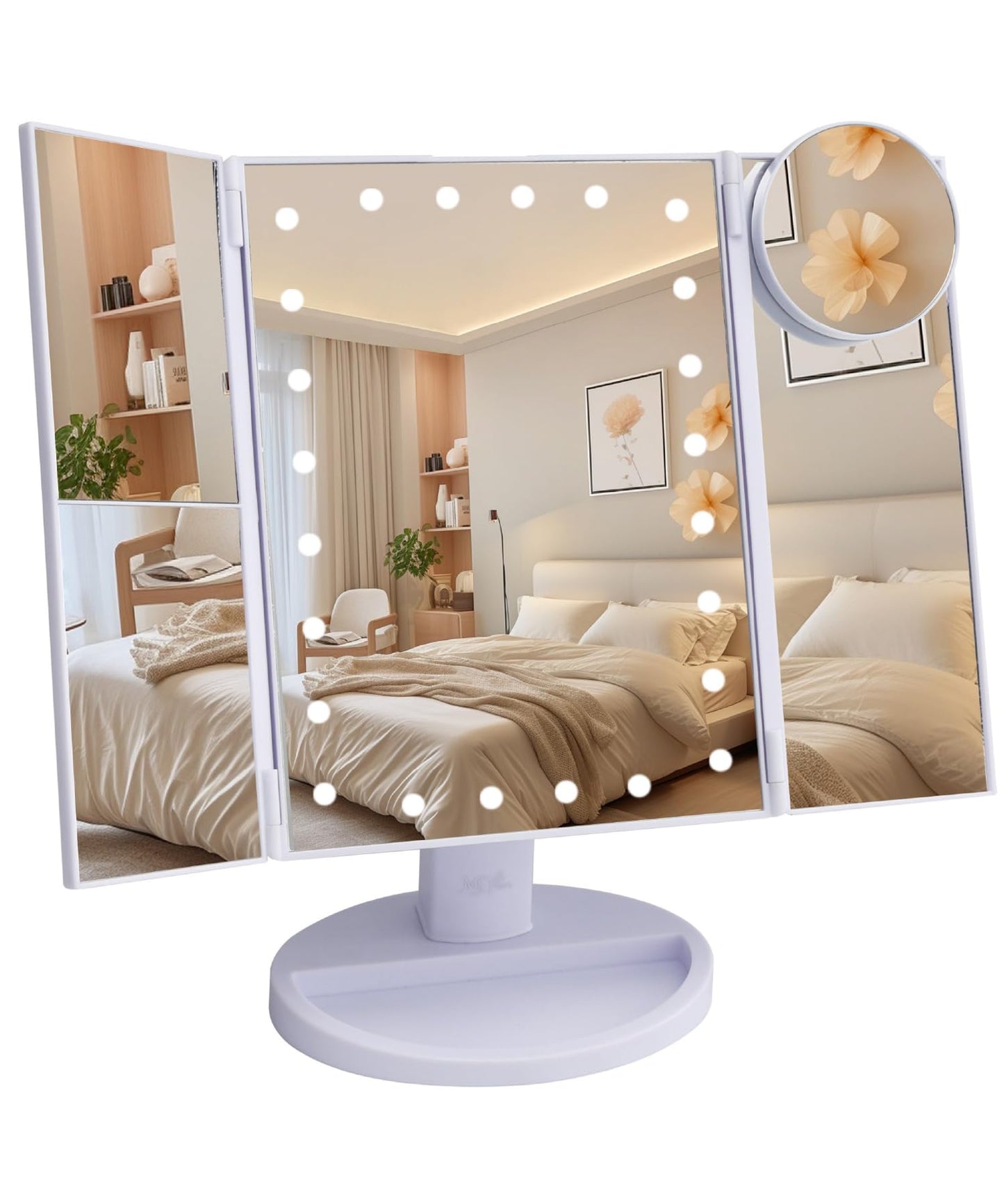 Ms. Pen- Tri-Fold Makeup Mirror Vanity with Lights, 9" x 13.6"