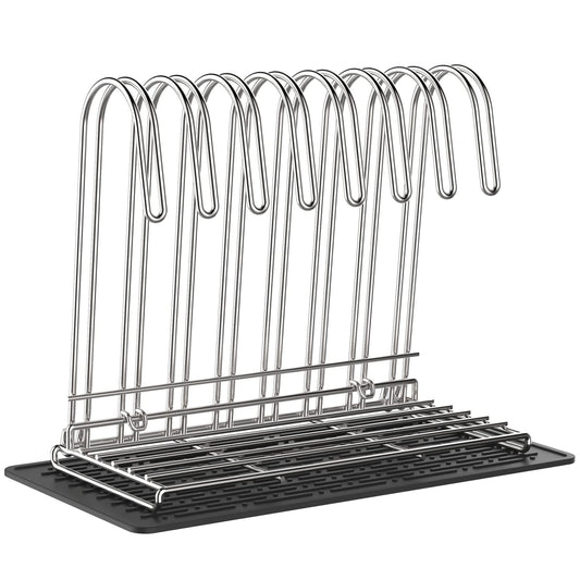 IDEATECH Reusable Bag Rack with Cup Drying Mat,Plastic Bag Dryer Rack Dish Drying,Collapsible Kitchen Counter Storage Organizer Sponge Holder,Dryer Rack for Silicone Storage Bag,Kitchen Must Have