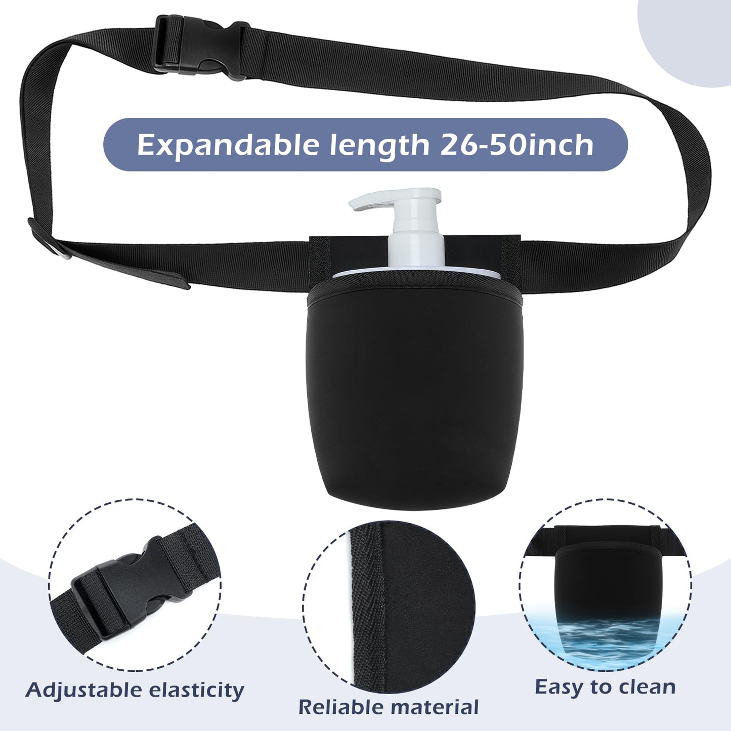 FoldTier Massage Bottle Holster Set 16 oz Pump Bottle with Massage Lotion Single Holster Belt Refillable Adjustable Wide Mouth Jar Style Empty Pump Bottles Dispenser for Oil Lotion Shampoo Conditioner