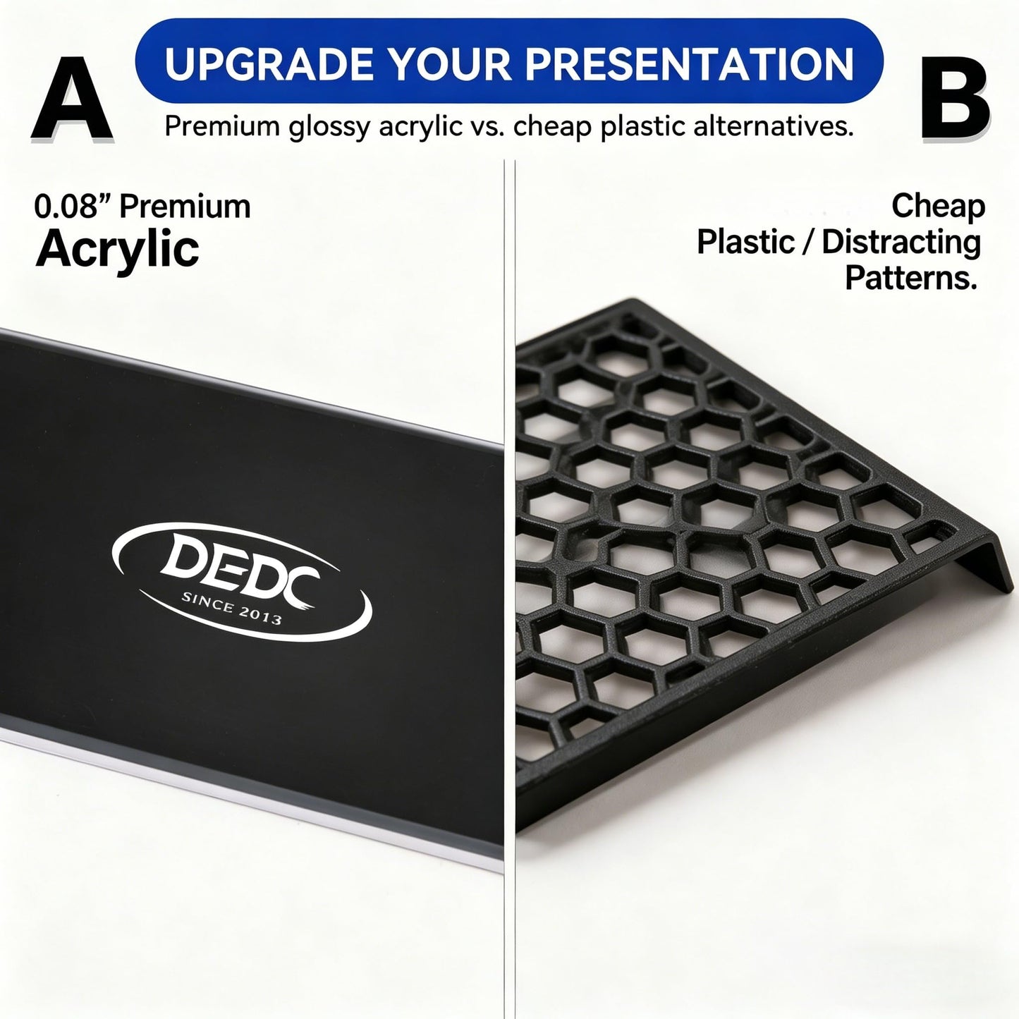DEDC 10 Pack Modular Acrylic Graded Card Display Risers Black Trading Card Stands for Vendor Showcase and Sorting Tray