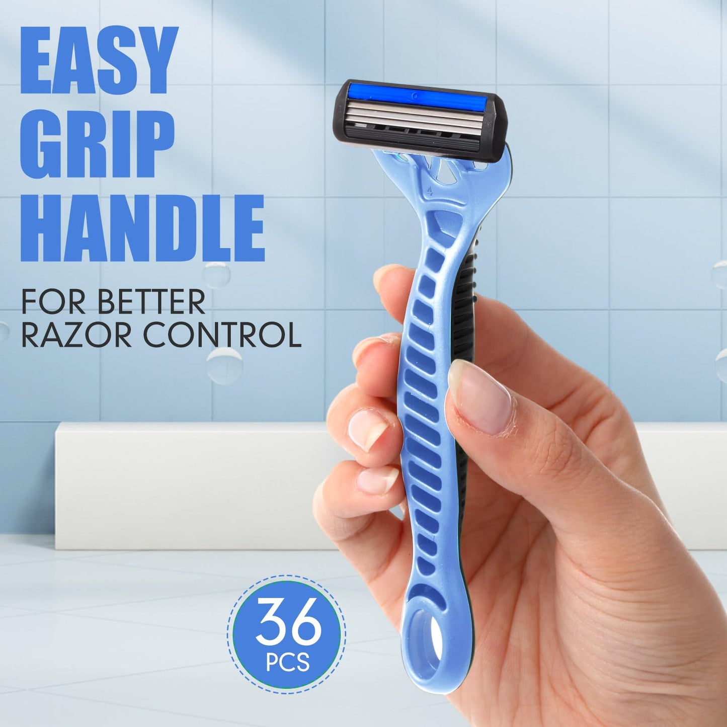 Wovnet 36 Pcs Men's Disposable Razors Bulk 3 Blade Disposable Head Razor for Sensitive Skin for a Smooth, Comfortable Shave