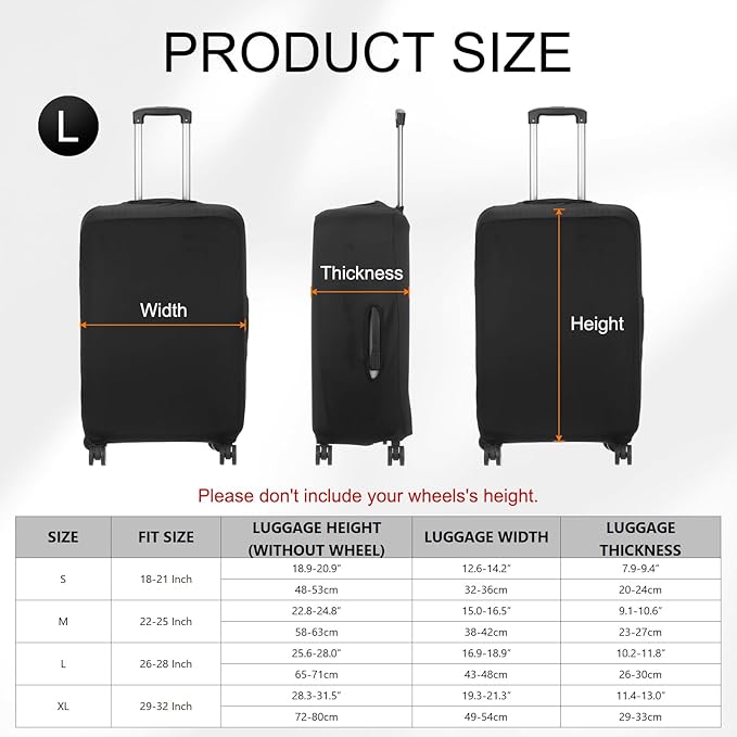 uxcell Travel Luggage Cover, Washable Suitcase Covers for Luggage Anti-scratch Suitcase Protector Elastic Baggage Protective, Fits 26-28 Inch Suit Case, Black