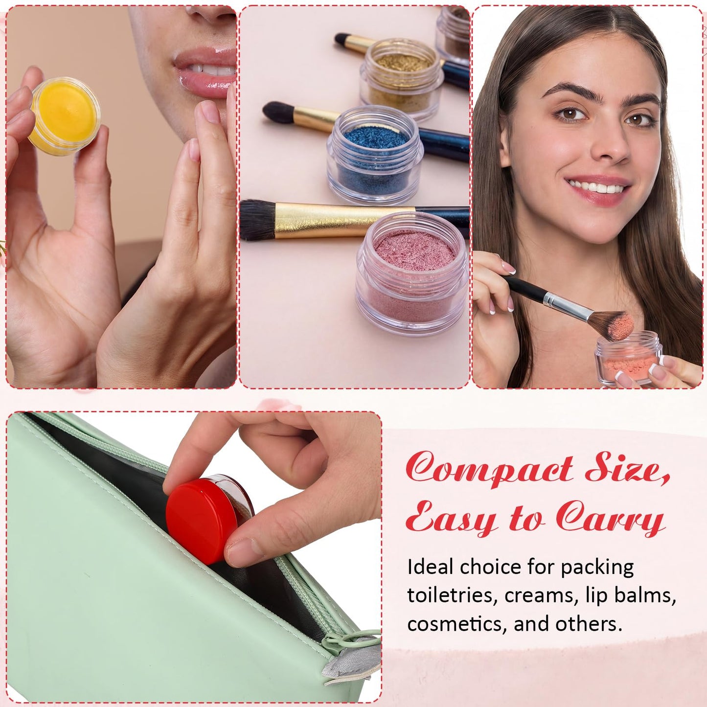 Ferrochef 100 Pcs Refillable Cosmetic Sample Jars Multi Color Small Travel Containers with Lids Round Leak Proof Cosmetic Jars Wide Mouth for Lotion Cream Ointment Makeup Travel Storage(1.06 oz)