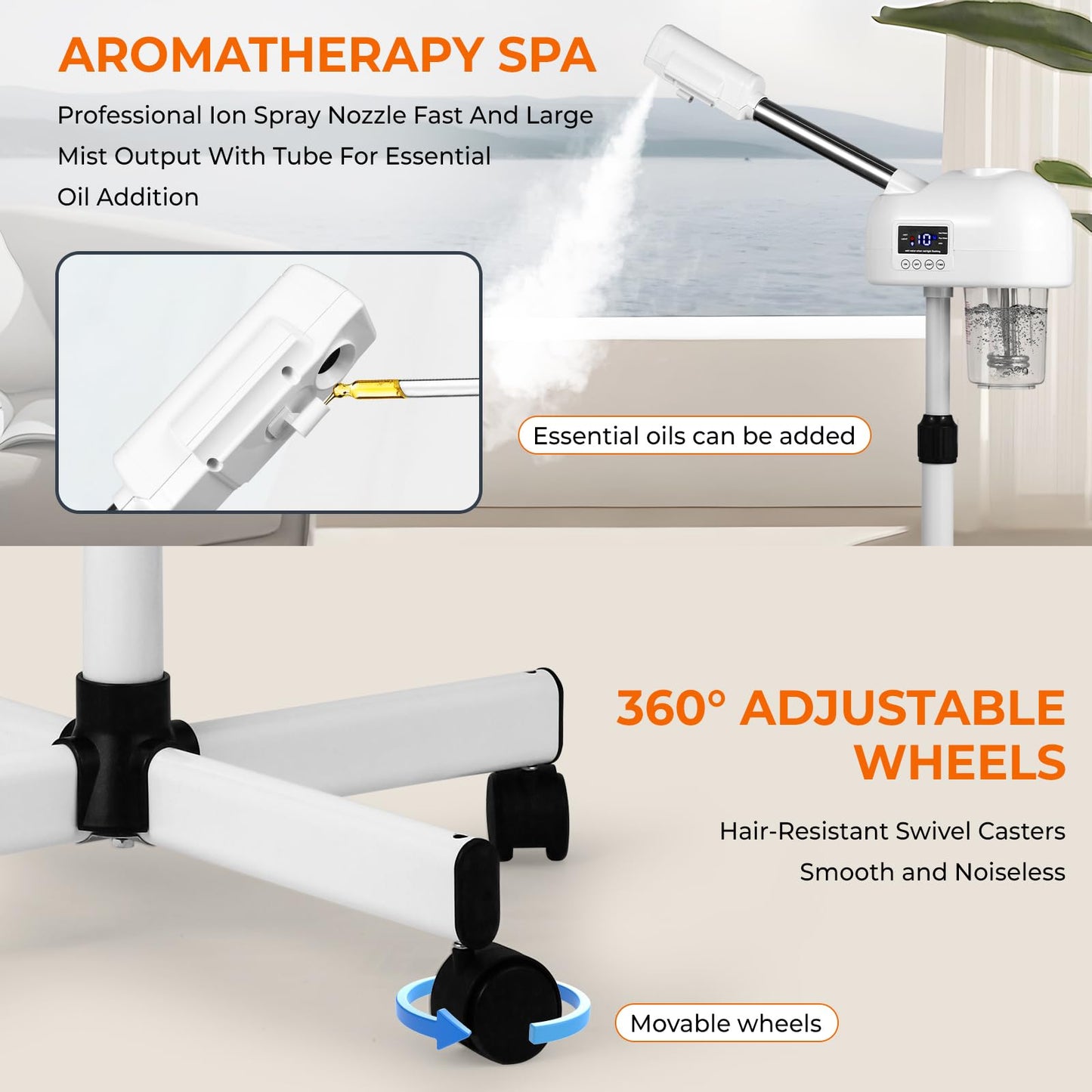 Hovinke Professional Facial Steamer for Estheticians, Hot Mist & Timer Function, Vaporizador Facial Professional Steamer On Wheels for Home Use & Spa Salon Skin Cleasning