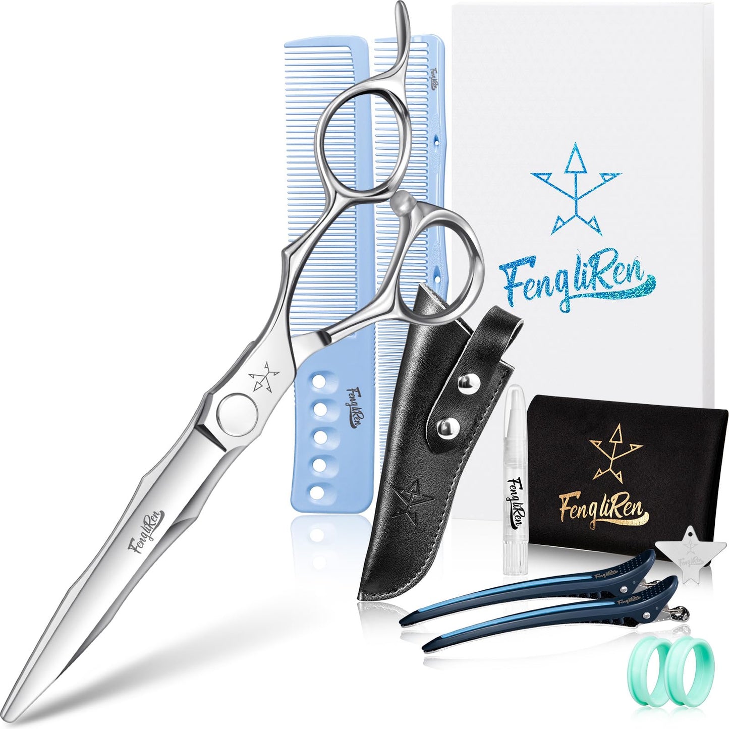 Fengliren High-end Professional Extremely Very Sharp Barber Hair Cutting Scissors Hairdresser Shears For Hair 6.3 Inch Haircut Scissor Made Of Stainless Steel For Hairdressing Salon and Home Use