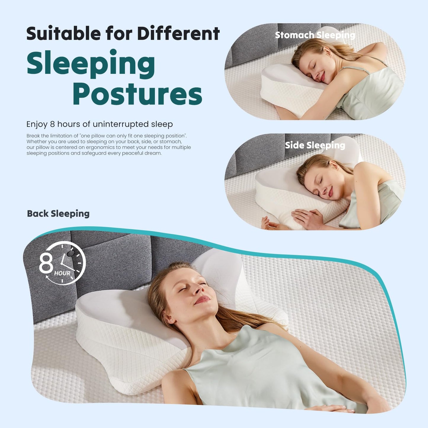 OLIXIS Cervical Neck Pillow for Pain Relief, Ergonomic Memory Foam Pillows for Sleeping, Cooling Side Sleeper Pillow for Neck Support, Contour Pillow Orthopedic Bed Pillow for Back Stomach Sleepers