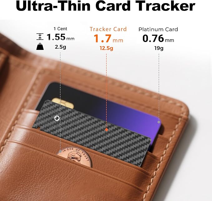 [Apple MFi Certified] 2 Pack Wallet Tracker Card with Apple Find My (iOS Only) Rechargeable Air Tracker Tags Bluetooth Wallet Finder IP68 Waterproof GPS Tracker Item Finder for Keys, Bags, Passport