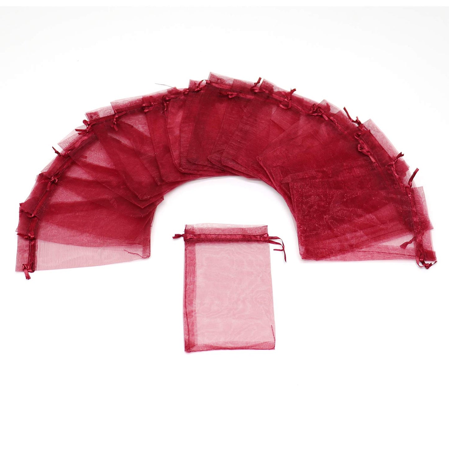 Bezall 100Pcs Wine Red Organza Bags, 4x6 inch Mesh Bags Drawstring Gift Bag Jewelry Pouches for Candy Wedding Favors Christmas