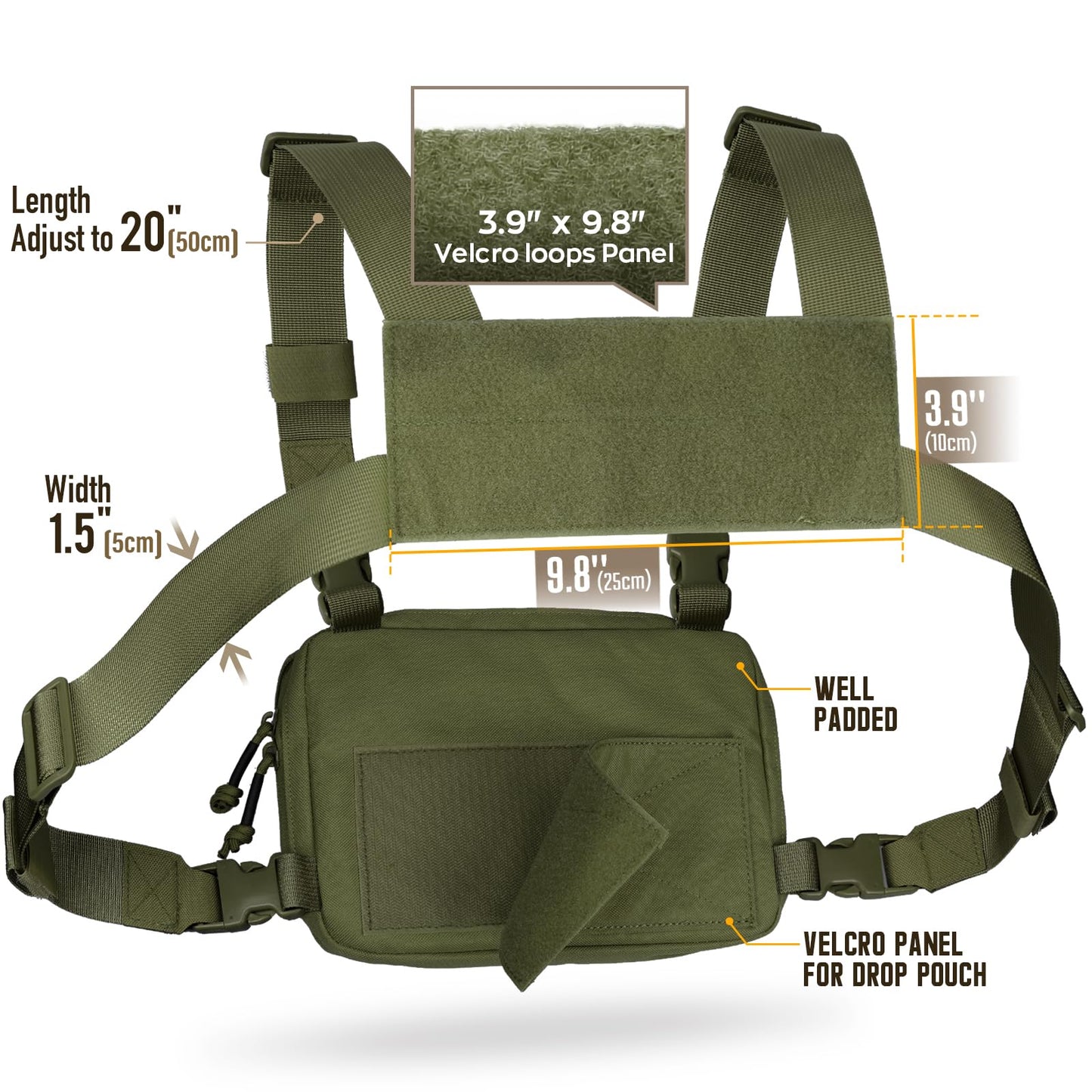 WYNEX Tactical Chest Bag for Men, Molle Chest Rig Pack with Laser Cut Design, Outdoor Chest Pack for Hunting Hiking Running