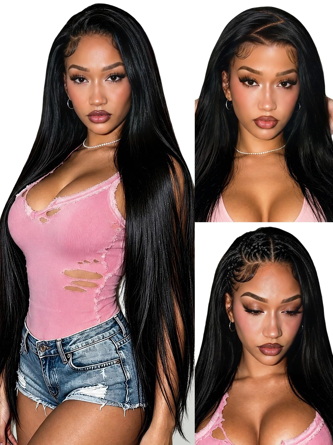 Jiediee 13x6 Lace Front Wigs Human Hair 30 Inch Straight Wigs Human Hair Lace Front Wigs for Women 200% Density Natural Black Wig HD Transparent Lace Closure Wigs Human Hair