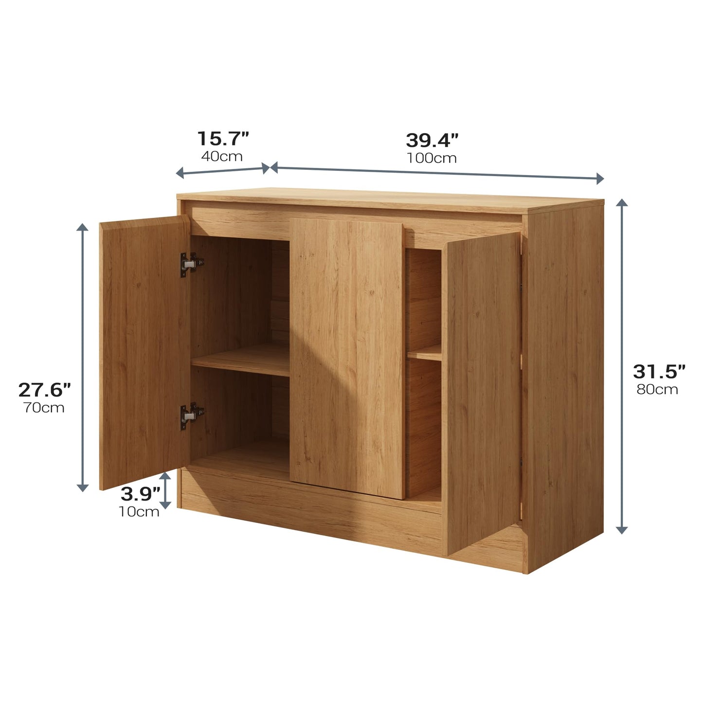 Housoul Buffet Cabinet with 3 Doors, Modern Kitchen Buffet Sideboard, Wood Coffee Bar Cabinets with Adjustable Shelf for Living Room, Dining Room, Entryway, Natural