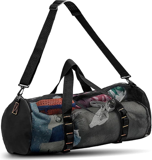 Diving Scuba Surfing Snorkeling Dive Mesh Beach Bag Duffle Bags with Zipper and Adjustable Shoulder Strap 43L and 113L Options for Travel Fitness Camping Swim Gym Gears Balls