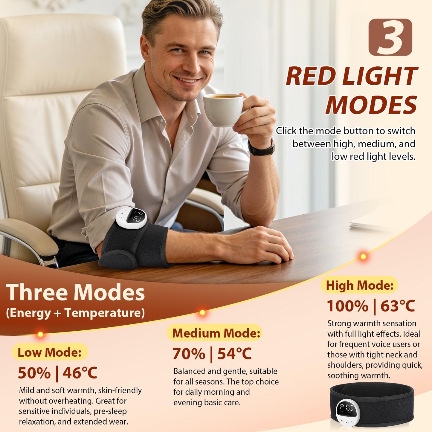 Upgraded 2-in-1 Red Light Therapy Belt for Throat & Neck, Dual-Wavelength 660nm Red Light & 810nm Near-Infrared Light,HD Display Controller,3 Red Light Modes,Timer Function,Relaxation & Daily Wellness