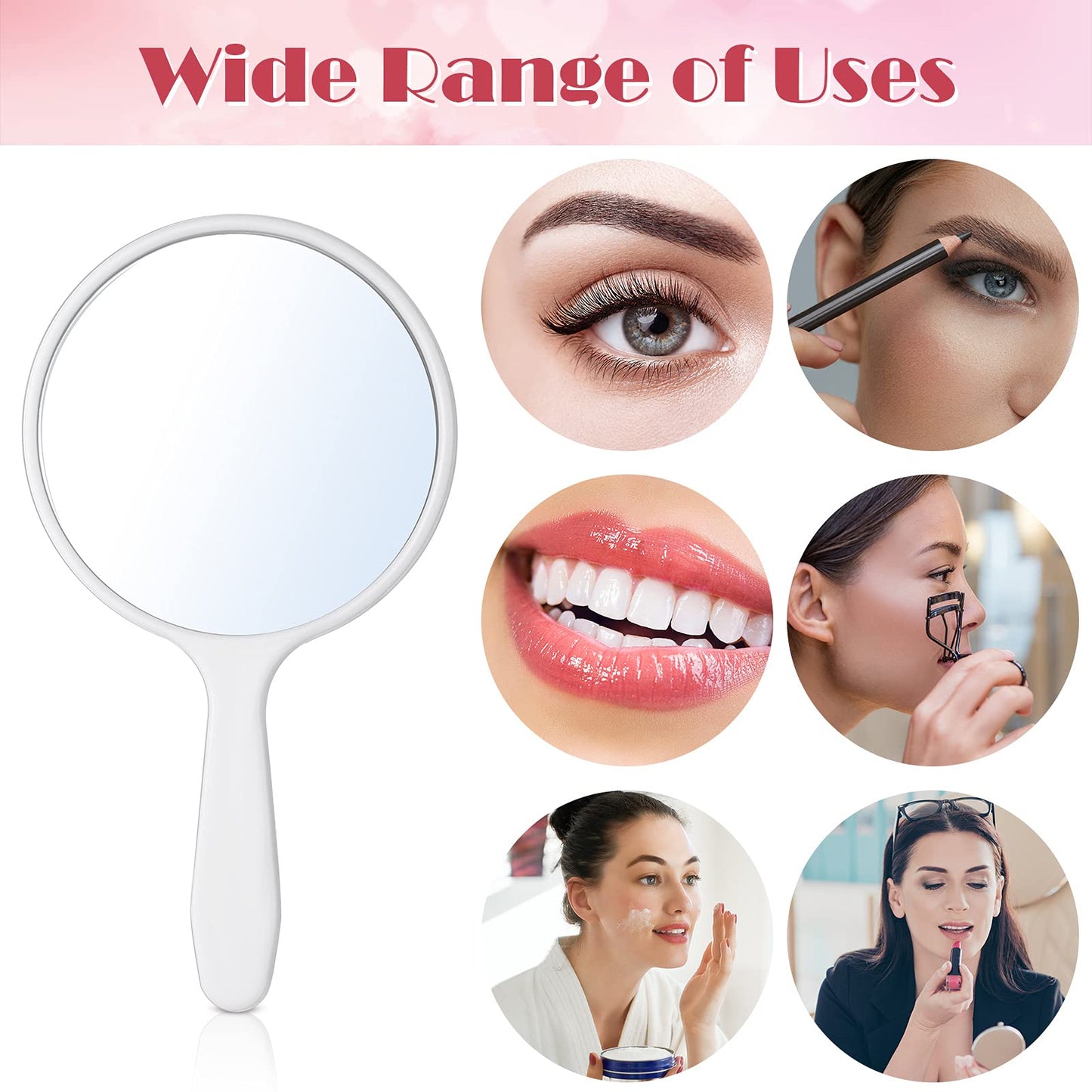 Jetec 25 Pcs Handheld Mirror with Handle, 3.94" L x 2.17" W, Small Portable Round Mirror Bulk for Travel Makeup Kids Classroom Pronunciation Practice Haircut Daily DIY Festival Crafts (Black, White)