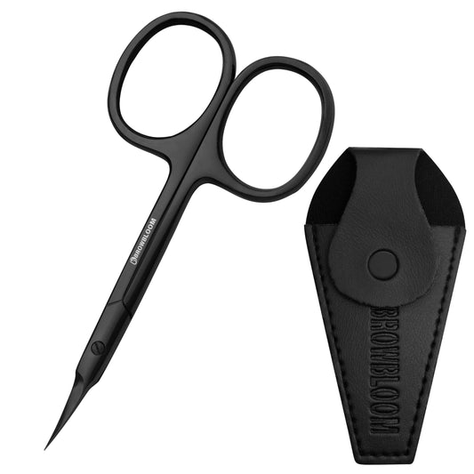 Precision Cuticle Scissors for Manicure, Pedicure, Eyebrow, and Eyelash Grooming - Extra Sharp Multi-Color Curved Cuticle Scissors with Black Storage Case for Men and Women (Black)