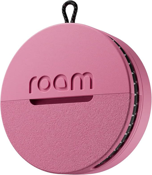 Roam Smart Tracker | Family-Friendly Eco Tracker for Keys, Bags & Kids’ Gear | Works with iOS & Android | Built-in Strap, QR Lost & Found | Replaceable Battery | No Extra App | 1-Pack, Pink