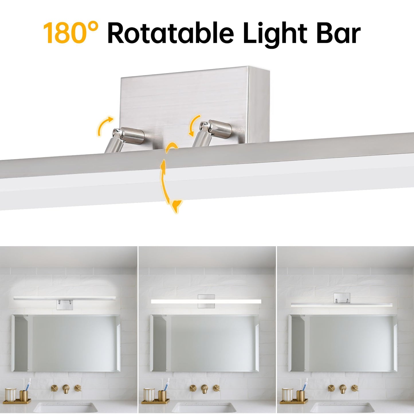 GOTEFULL 48 inch LED Modern Bathroom Vanity Lighting Fixtures Over Mirror, Brushed Nickel Adjustable Makeup Vanity Light Bar Dimmable 46W 5000K Cool White
