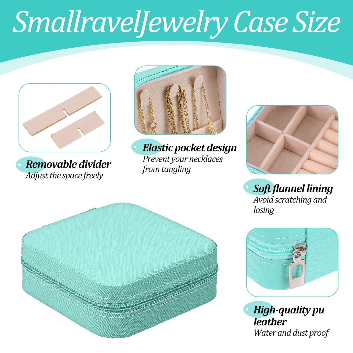 Xaajooio 12 Pcs Travel Jewelry Case, PU Leather Mini Jewelry Box Organizer, Portable Storage for Rings Earrings Necklace Bracelet, Bridesmaid Proposal Gift for Women Wedding, Blue