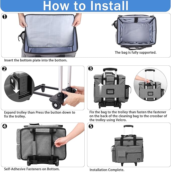 Rolling Teacher Bag, Rolling Briefcase with Detachable Trolley, Large capacity rolling bag with Laptop compartment, Adjustable Shoulder Strap, and Ample Storage Space