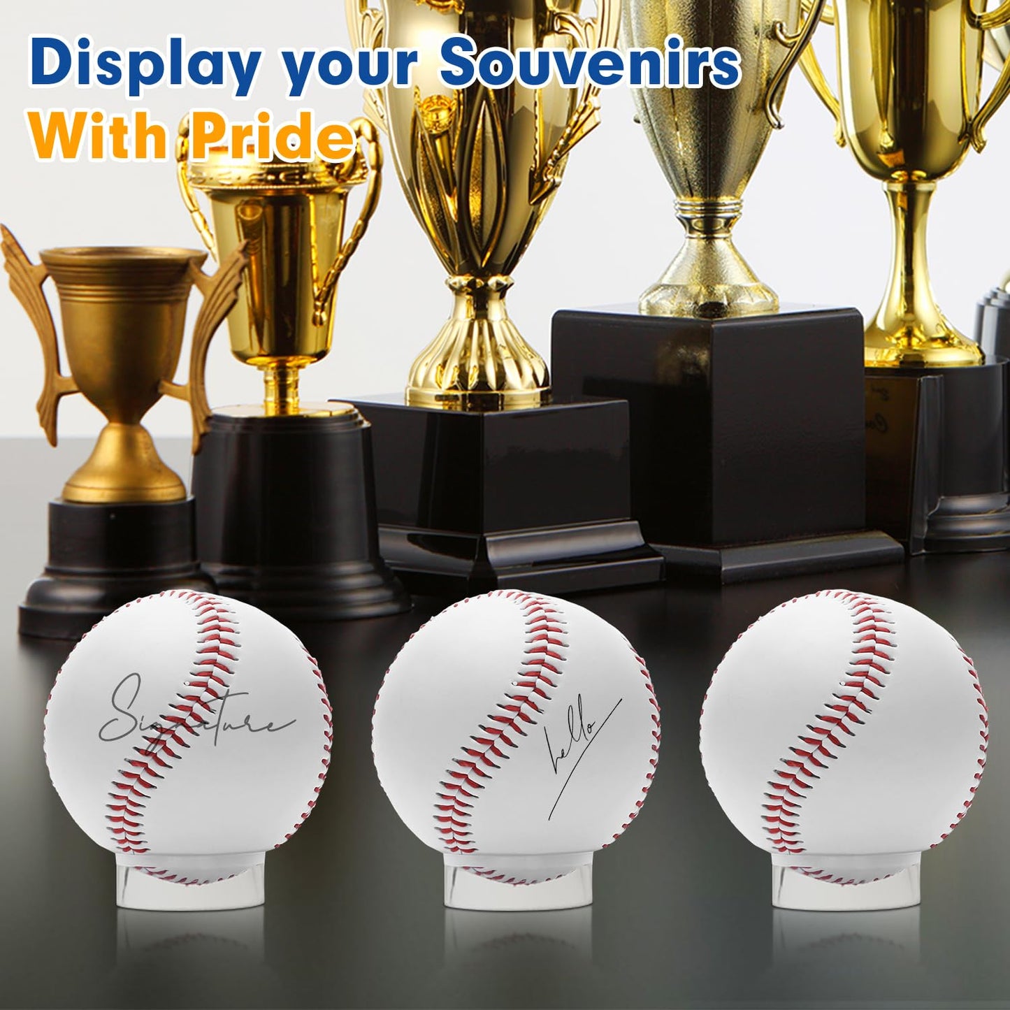 60 Pcs Baseball Holder Ring Stand 1.77 Inches Round Acrylic Stands, Small Display Stand Ring Clear Sphere Holder for Small Balls, Baseball, Golf Ball, Crystal Ball, Egg Stand, Marble, Softball