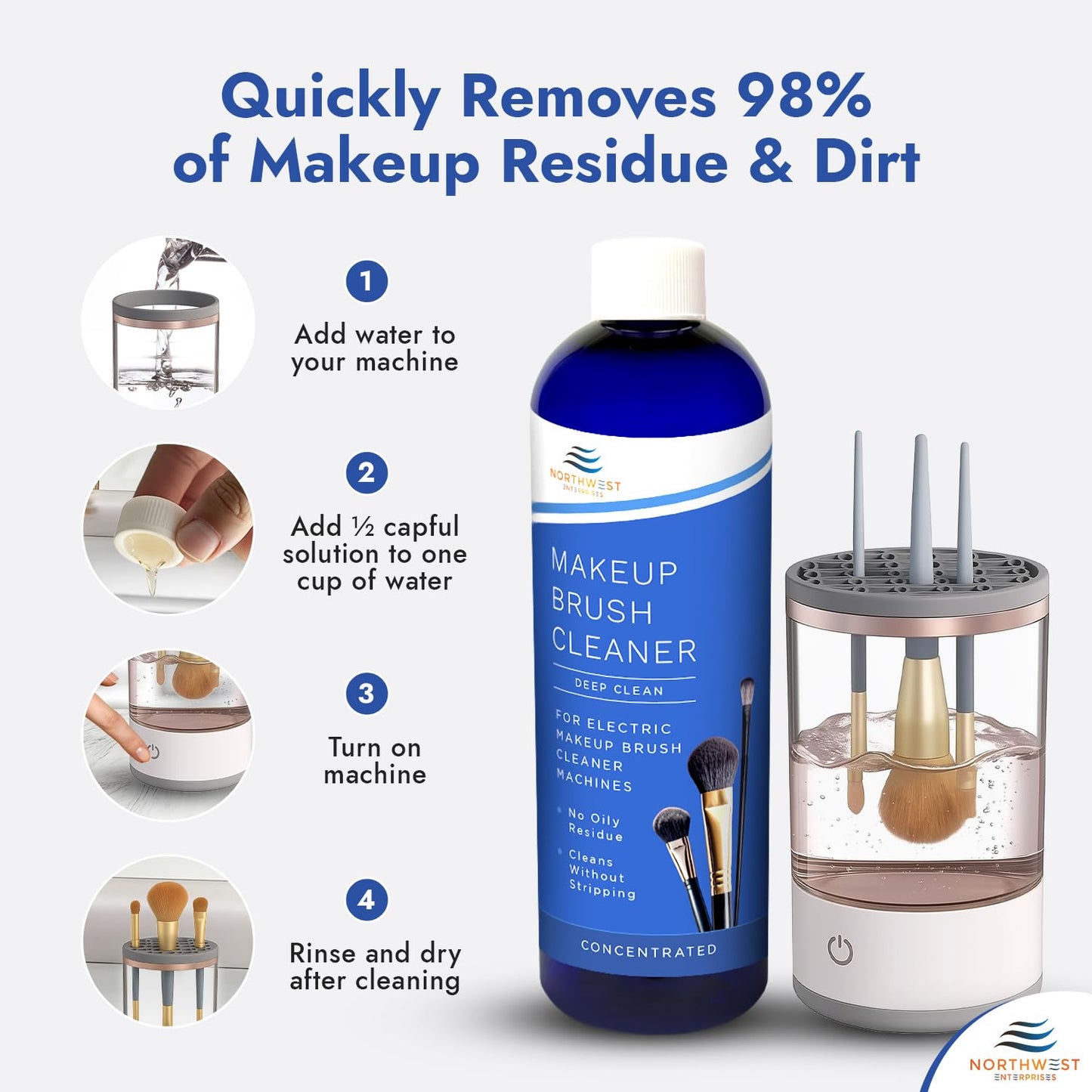 Makeup Brush Cleaner Solution for Electric Makeup Brush Cleaner Machines - Professional Grade (8 ounces)