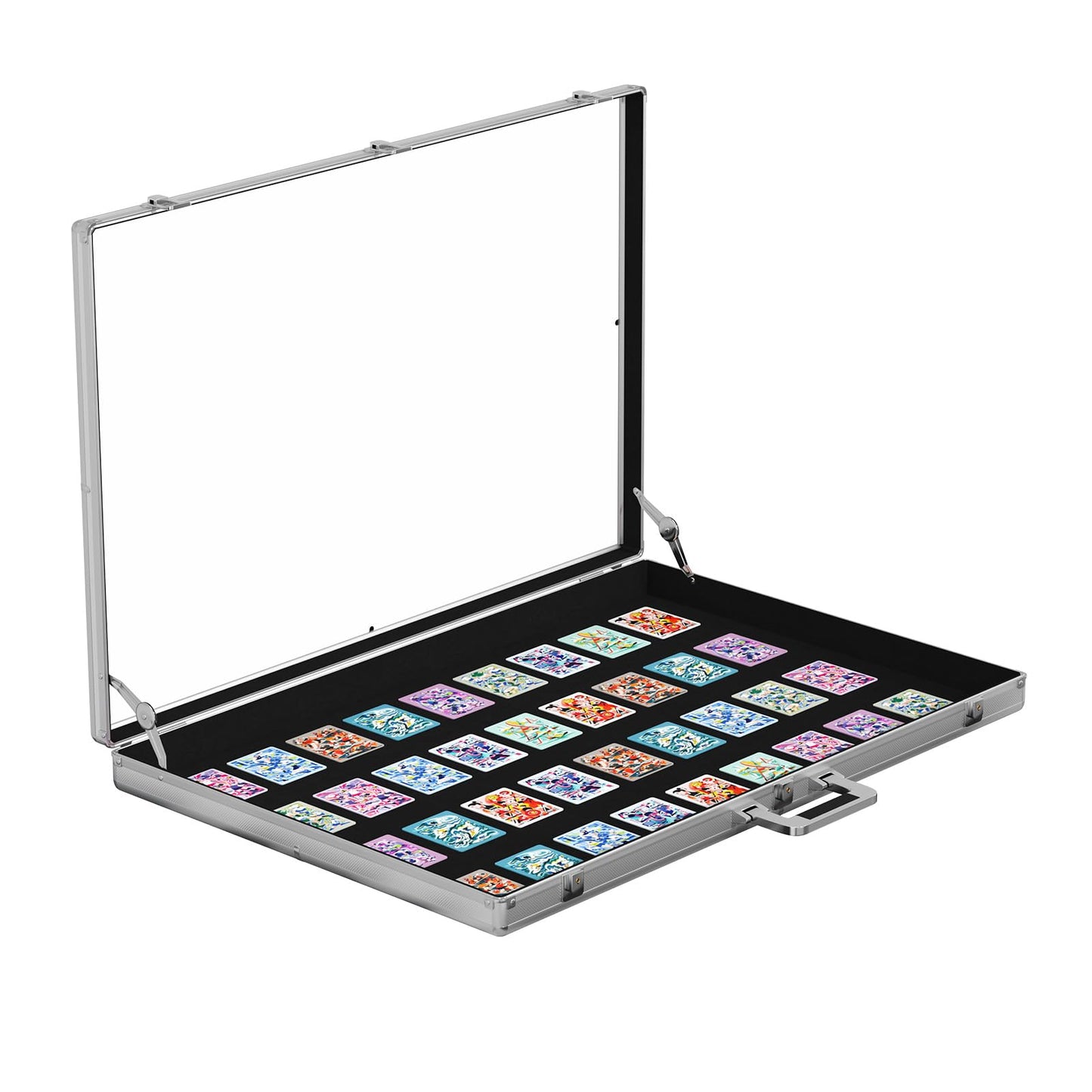 Portable Trade Show Display Case, 34"x22" Aluminum Card Show Display Case with Lock, Large Table Top Sports Card Display Case with Clear Acrylic Glass for Jewelry, Trading Card, Collectibles Shows