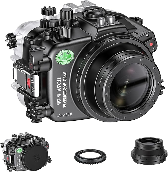 Sea frogs Underwater Camera Case Compatible with Sony A7C-II for E 10-18mm F4 OSS IPX8 40m/130ft Maximum Diving Depth Waterproof Camera Housing for Diving, Surfing, Rowing, Skiing A7C-2 A7C II