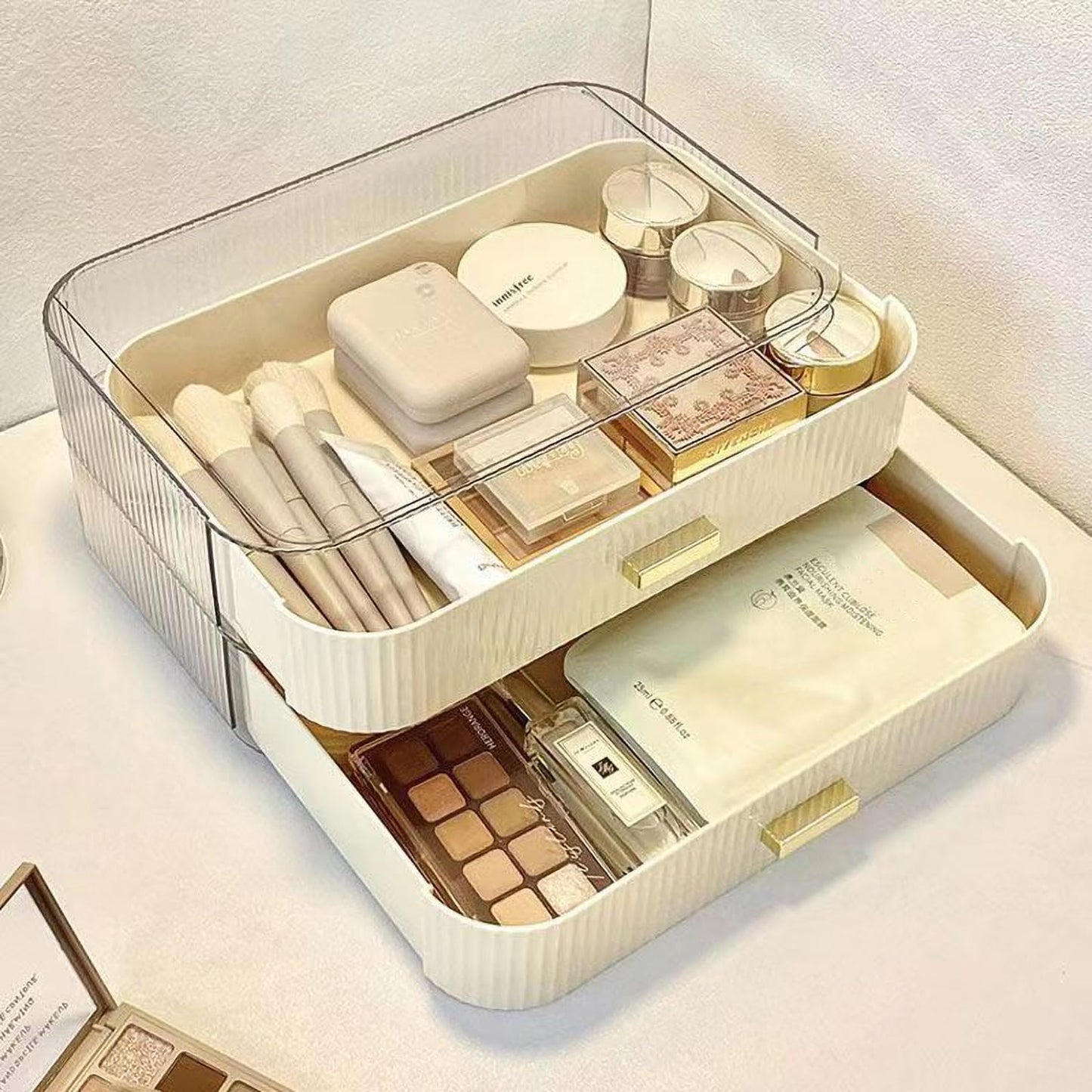 MIUOPUR Stackable Makeup Organizer Drawers, Bathroom Vanity Organizers and Storage, Ideal for Desk and Dresser Countertops, Great for Cosmetics, Skincare, Lipsticks, Nail Care, Cream