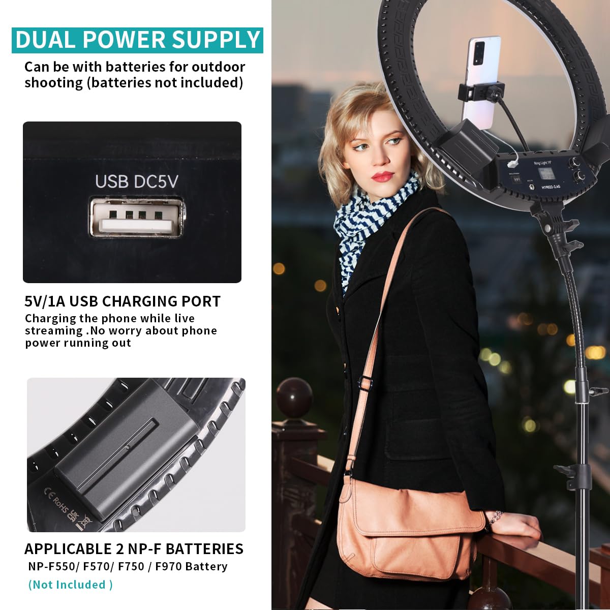 FEIFANTEAM 19 inch LED Ring Light Kit for Studio Portrait Photography, YouTube Video Recording, Live Streaming, Eyebrow Tattooing, Eyelash Beauty, Beauty Makeup and Lighting