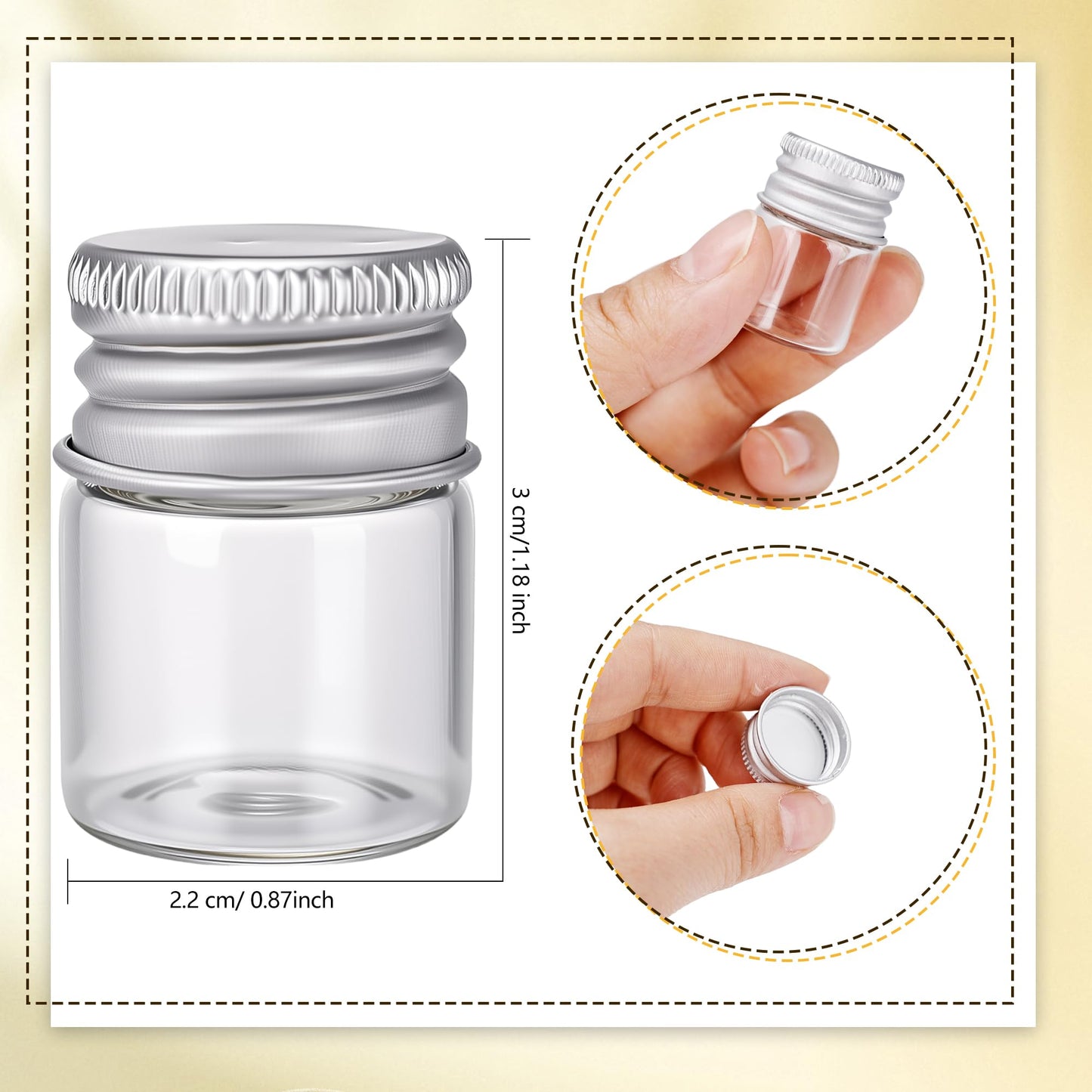 Fallhork 180 Pcs 5ml Mini Glass Bottles with Aluminum Screw Caps Small Clear Empty Sample Bottles for DIY Storage Art Craft Decor Wedding Party