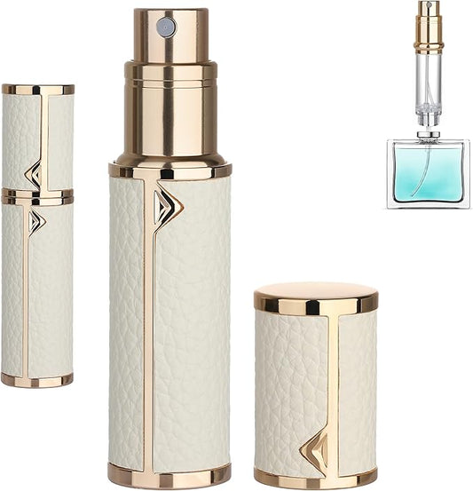 Refillable Travel Perfume Atomizer Bottle - 5ml Luxury Pocket Perfume Dispenser Pump, Travel Perfume Atomiser, Cologne Dispenser, Portable Size Sprayer Bottle for Traveling (White)