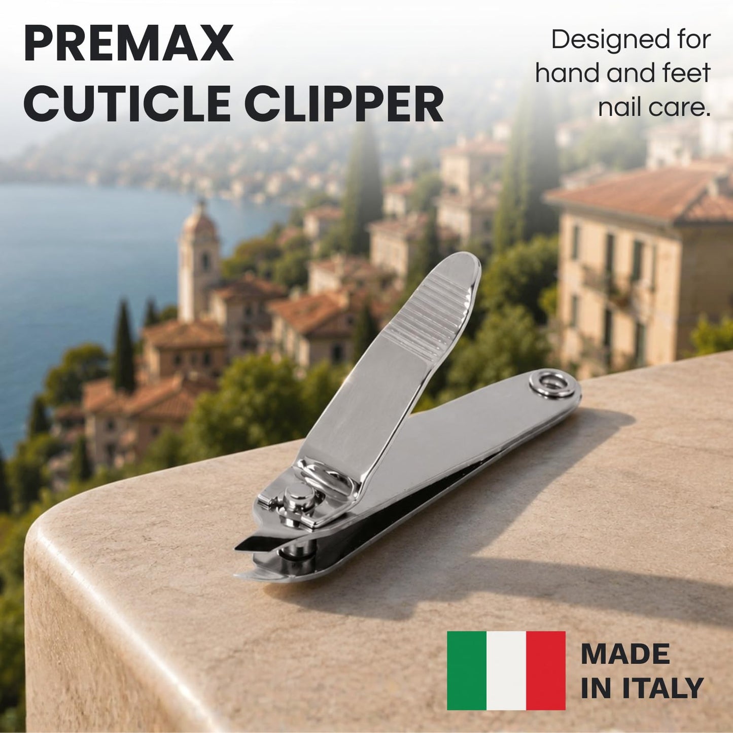 Premax Professional Cuticle Clipper - Made in Italy - Premium Stainless Steel Nail Nipper, Sharp Blades for Precise Manicure & Pedicure, Ergonomic Scissors Design, Durable, Salon Quality Grooming Tool