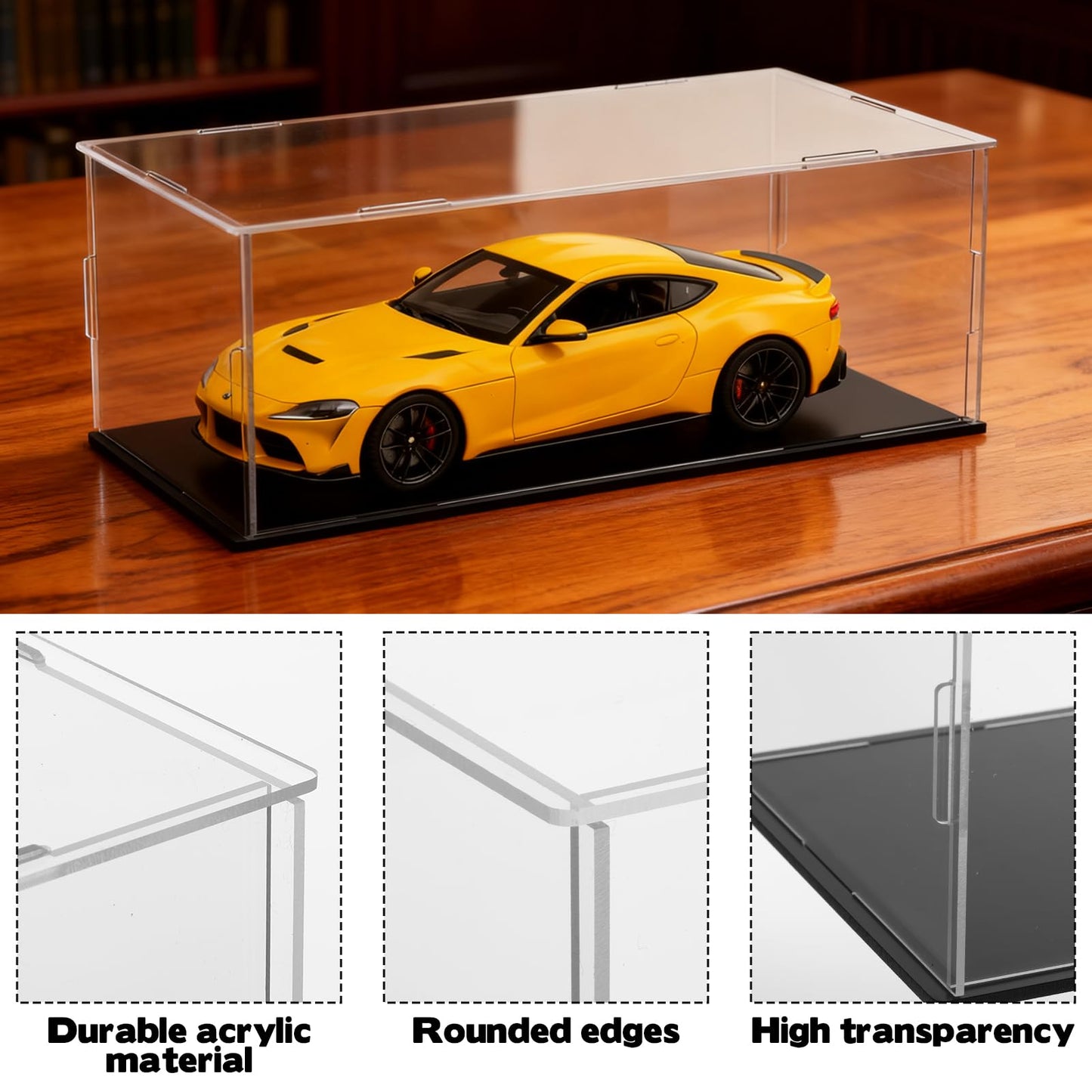 5 PCS Acrylic Display Case for 1: 24 Scale Clear Display Boxes with Plastic Base, Model Showcase & Storage Organizer