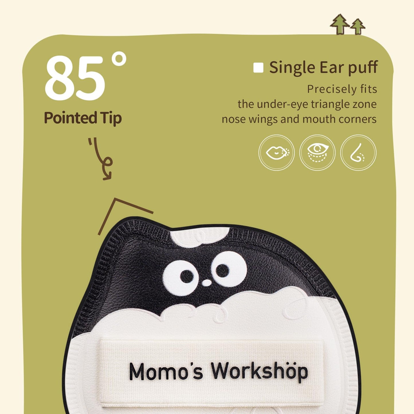 Momo's Workshop Makeup Sponge 2Pcs Lamb 85° Tip for Foundation Concealer Case