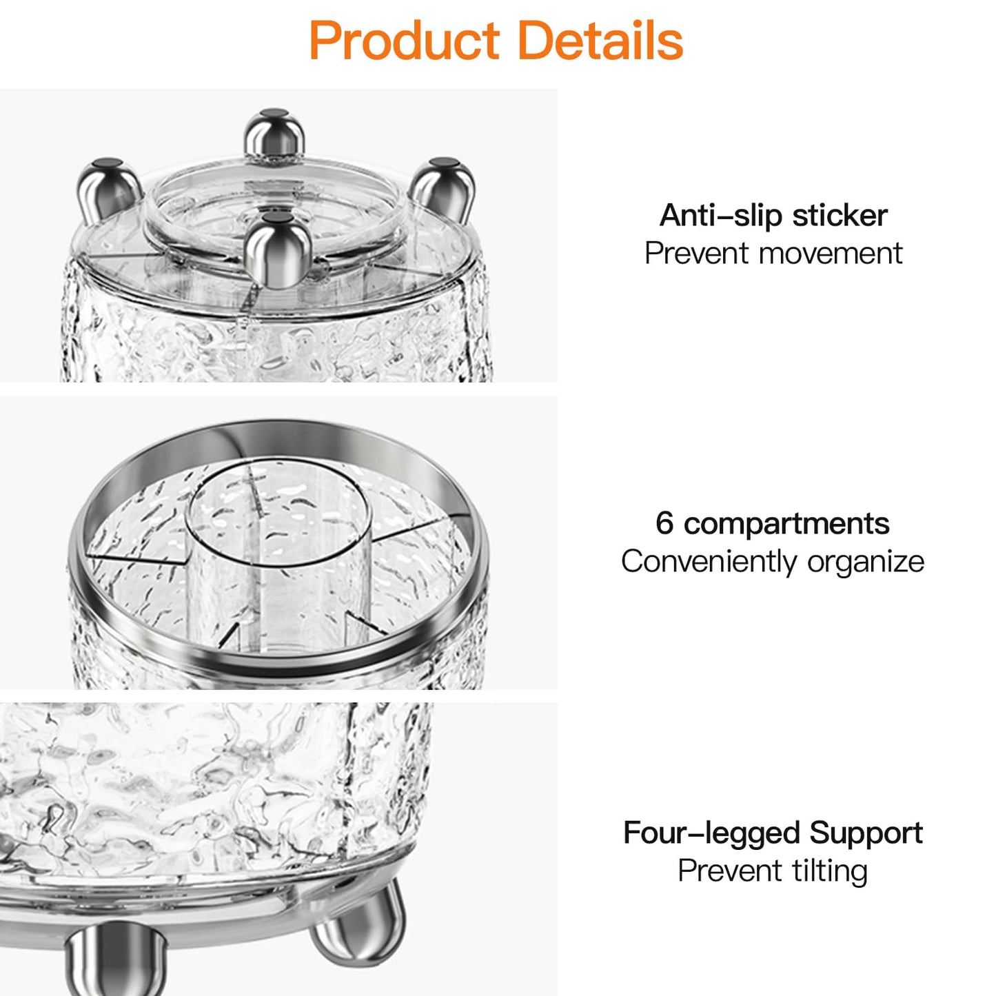 Makeup Brush Holder with Lid, 360° Rotating Makeup Brush Holder for Vanity, Dustproof Spinning Makeup Brush Organizer with Lid for Bathroom Countertop, Cosmetic Tools Organizer with Cover (Clear)
